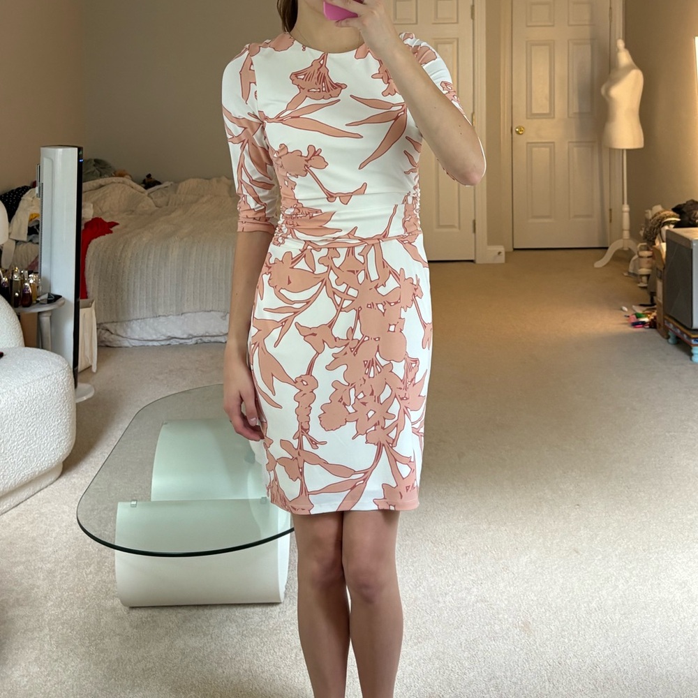 Ralph Lauren White and Pink Floral Long Sleeve Dress